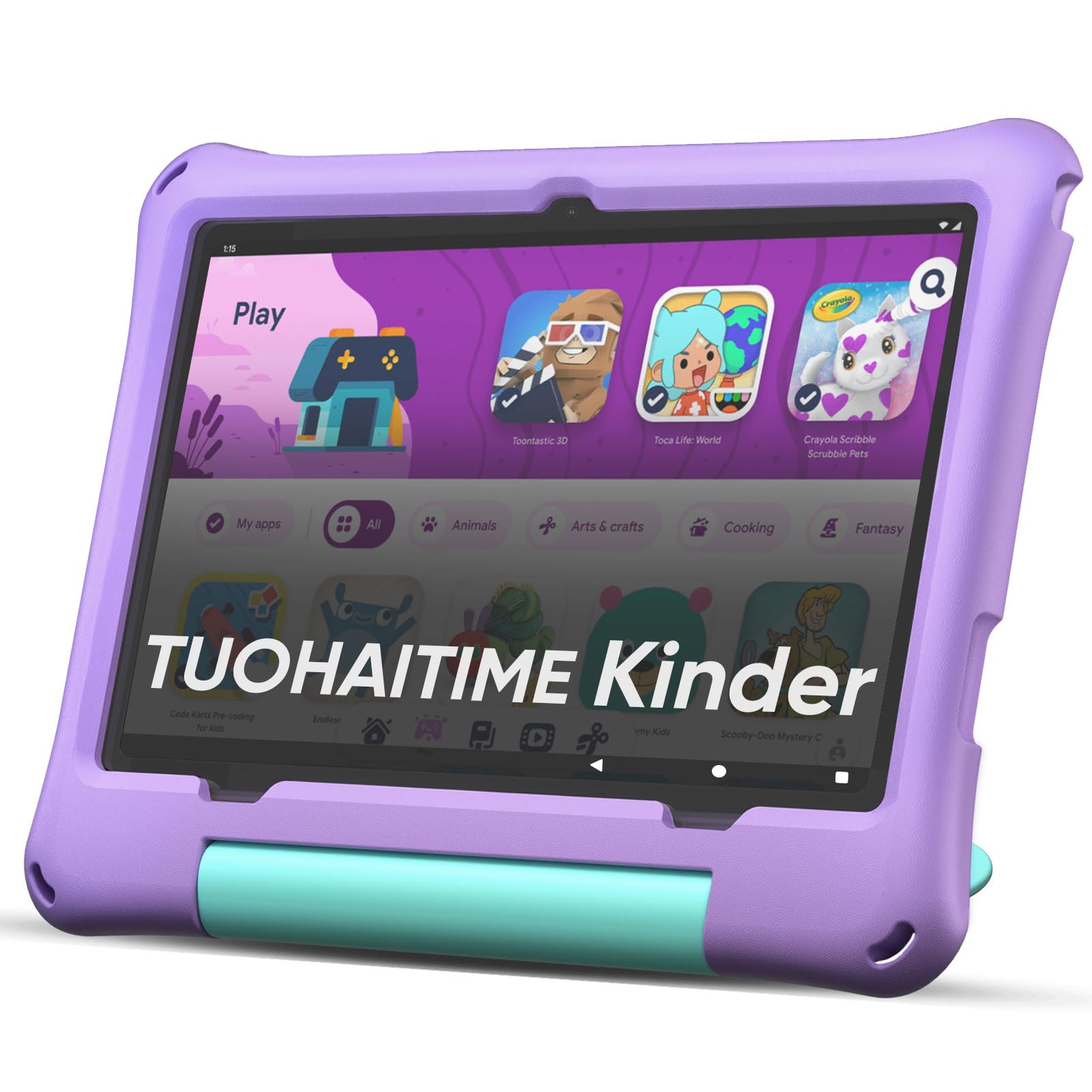 Kinder Tablet 10.1 Zoll Android 16 mit 30GB RAM+64GB ROM 2TB erweiterbar Tablet, Kindersicherung/Elternkontrolle,GPS, Face ID, Widevine L1, WiFi 6, Octa-Core Prozessor, Kids Tablet mit Eva Case