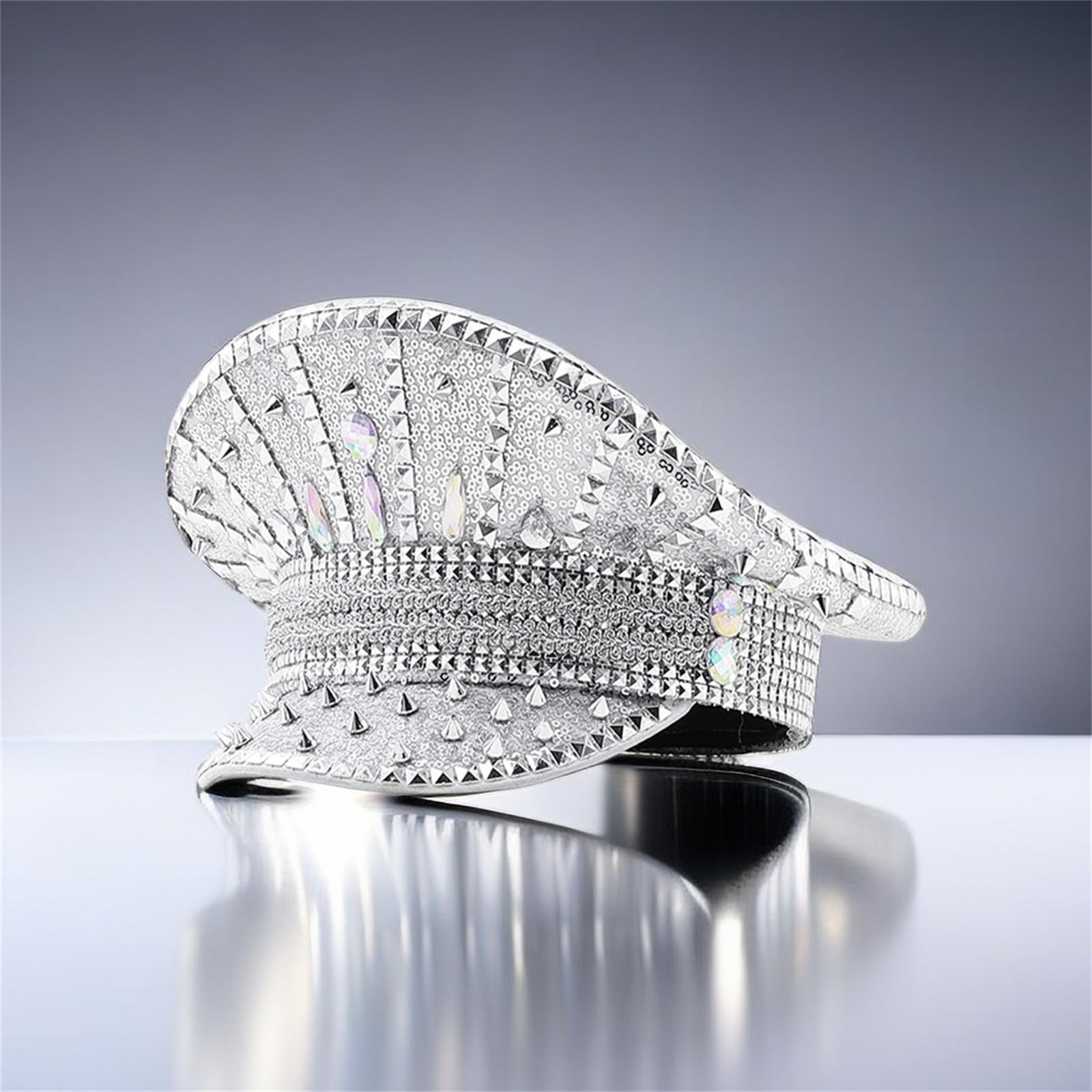 Chapeau haut-de-forme marin avec rivets cloutés à gros bords pour jeunes adultes fête à thème musique festival séance photo accessoires fête