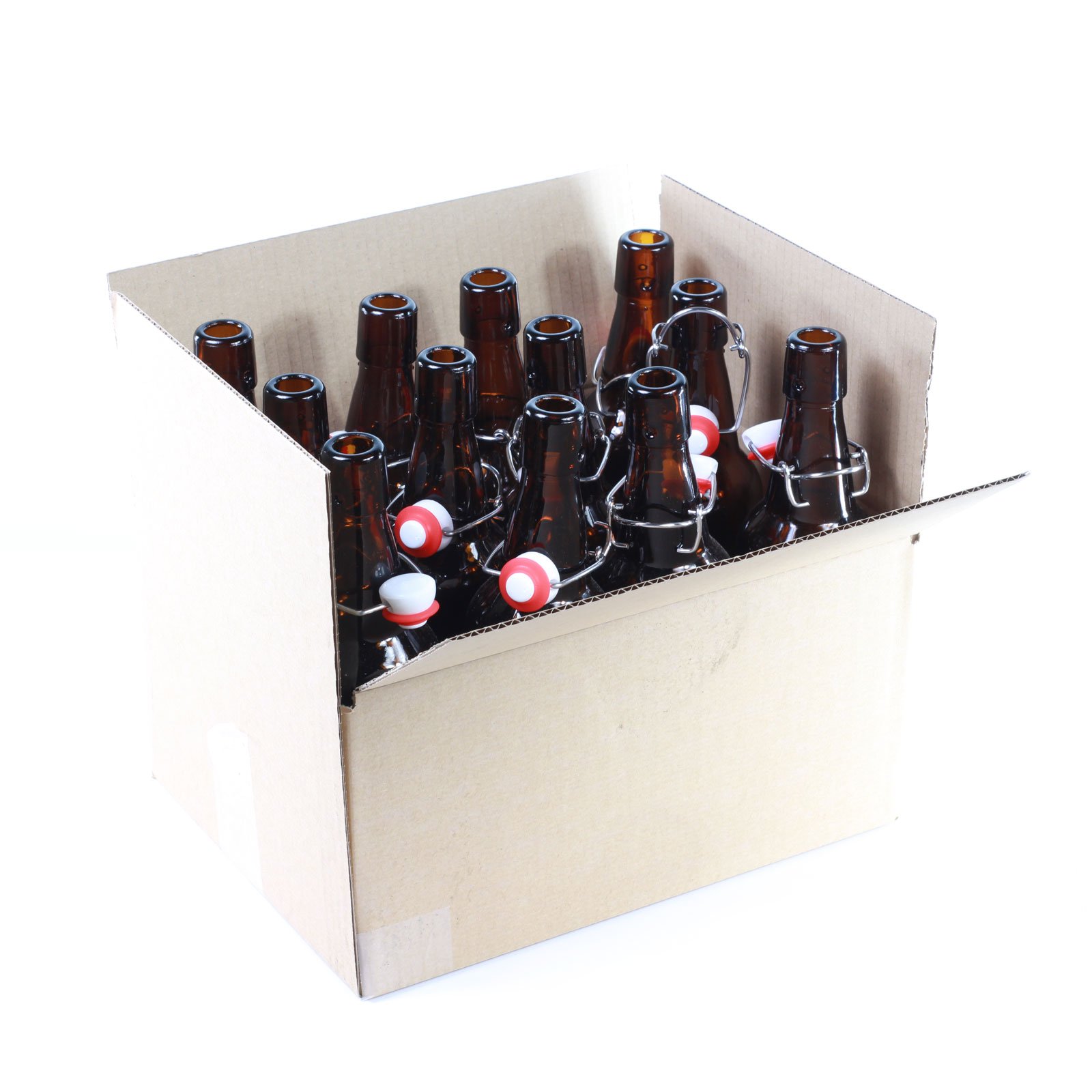 Bottiglie con tappo a pressione, in vetro marrone, confezione da 12, Vetro, 500 ml