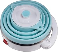 Vista 4 de Travel Foldable Electric Kettle, Collapsible Electric Kettle Food Grade Silicone Small Pot Boiling water,Dual Voltage（600ml,110-220V US Plug） (Blue)