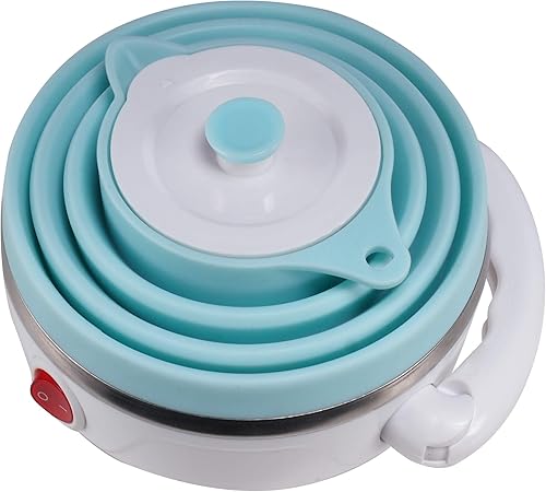 Miniatura 4 de Hervidor eléctrico plegable de viaje, hervidor eléctrico plegable de silicona de grado alimenticio, agua hirviendo, doble voltaje (20.3 fl oz,