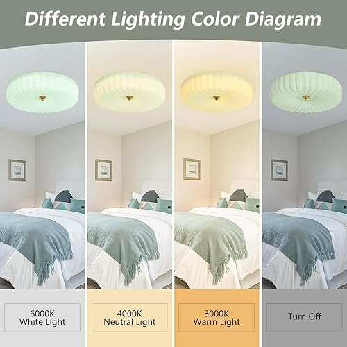 Miniatura 4 de KCO Iluminación nórdico de cristal verde empotrado lámpara de techo vintage redonda semi empotrada lámpara de techo de mediados de siglo moderna