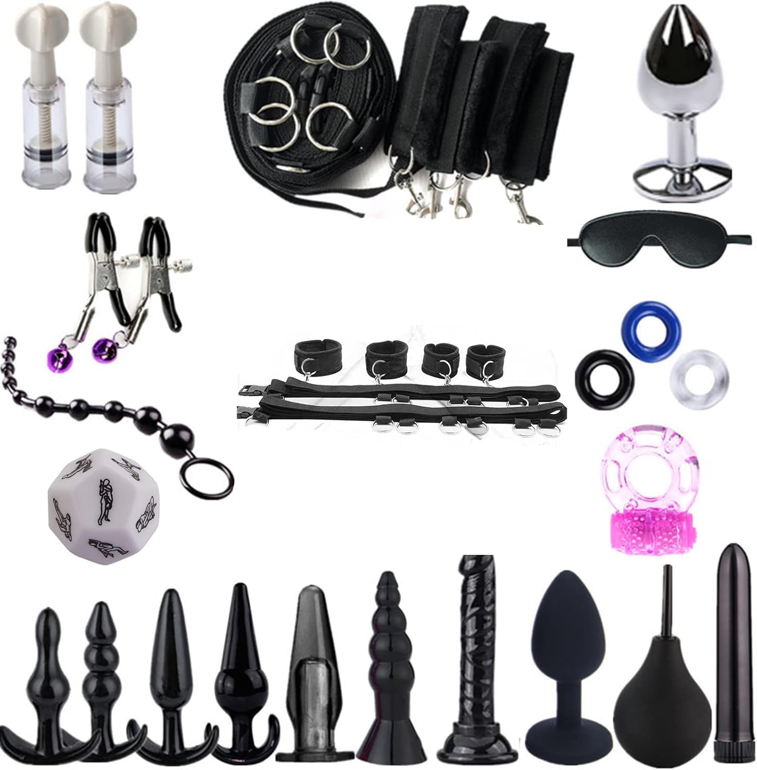Ensemble de 28 pièces, comprenant bandeau, masque, clips et accessoires de douche.