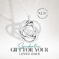 Vista 1 de Three Ring Sterling Silver Necklace Celtic Love Knot 18" Chain Gift from Mother In Law Wedding Gift