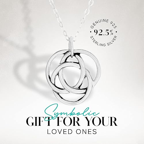 Three Ring Sterling Silver Necklace | Celtic Love Knot | 18" Chain | Gift from Mother In Law | Wedding Gift