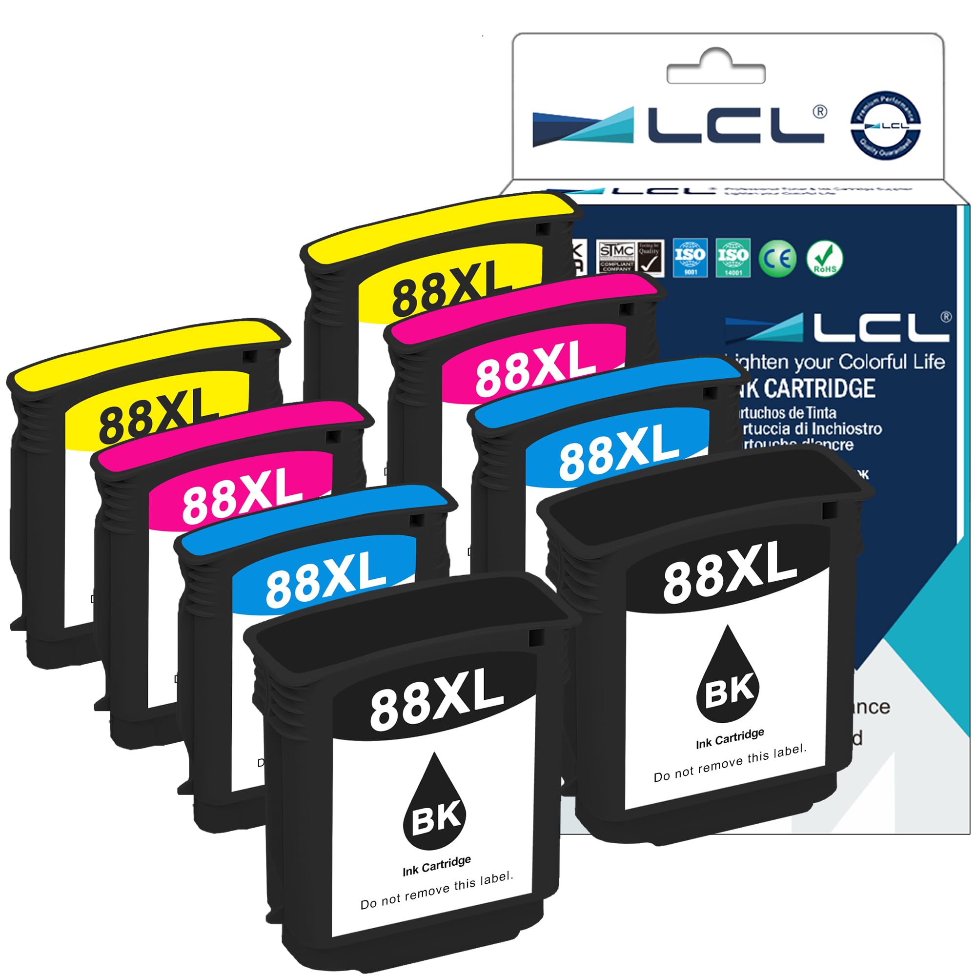 - LCL Compatible Ink Cartridge Pigment Replacement for HP 88XL C9396AN C9391AN C9392AN C9393AN K5300 K5400 K5400dn K5400dtn K5400tn K5456z K550 K550dtn K550dtwn K8600dn K8600 L7380 (8-Pack 2K2C2M2Y)