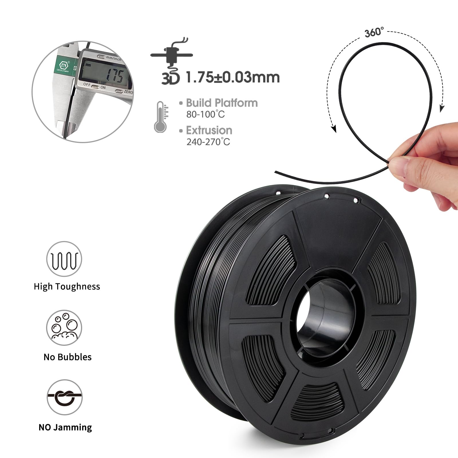 ASA 3D Printing Filament - UV Resistant Black 1kg -2 ASA 3D Printing Filament - UV Resistant Black 1kg -2