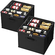 Lifewit Organizer Scarpe Armadio Pieghevole, Scatole per Scarpe Salvaspazio con Coperchio per 12-16 Paia, Shoes Organizer con Supporto Inferiore e Manici Rinforzati, Nero, Set di 2 per 24-32 Paia