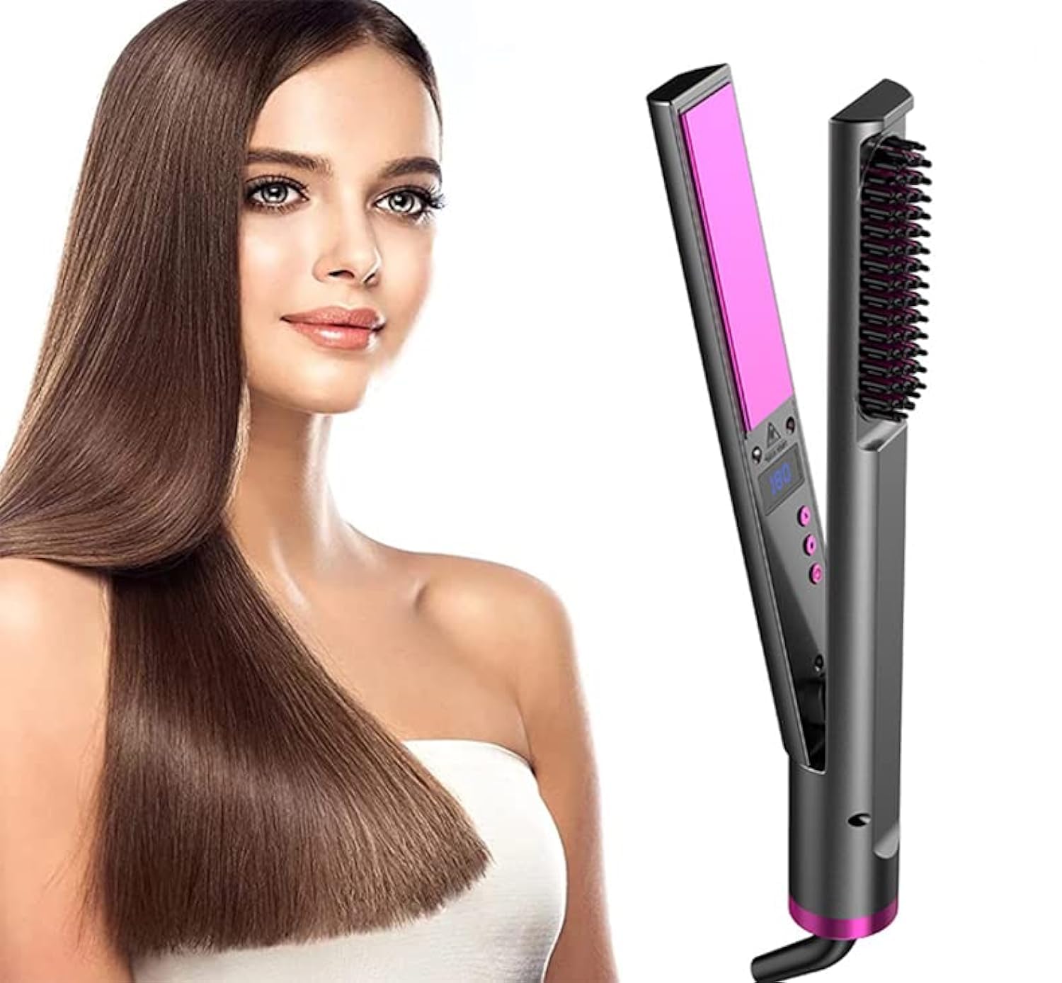 3 In 1 Hot Comb Multifunctional Hair Straightener Iron Anti-Scald Hair Straightening Brush Heat Comb Fast Heating Hair Curler