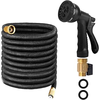 Amazon Com 50ft Expandable Garden Hose Lightweight Expanding Water Hose With Double Latex Core 3 4 Solid Brass Connector And Extra Strength Fabric With 8 Zinc Function Nozzle Garden Outdoor