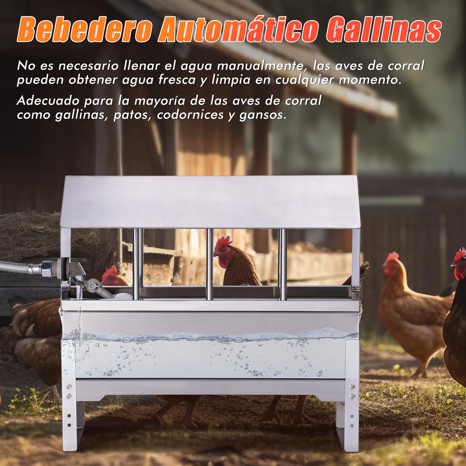 Bebedero para Palomas Bebedor AutomáTico De Acero Inoxidable con VáLvula De Flotador De 1/2 Pulgadas, Alimentador para Colas, Pollos Y Patos