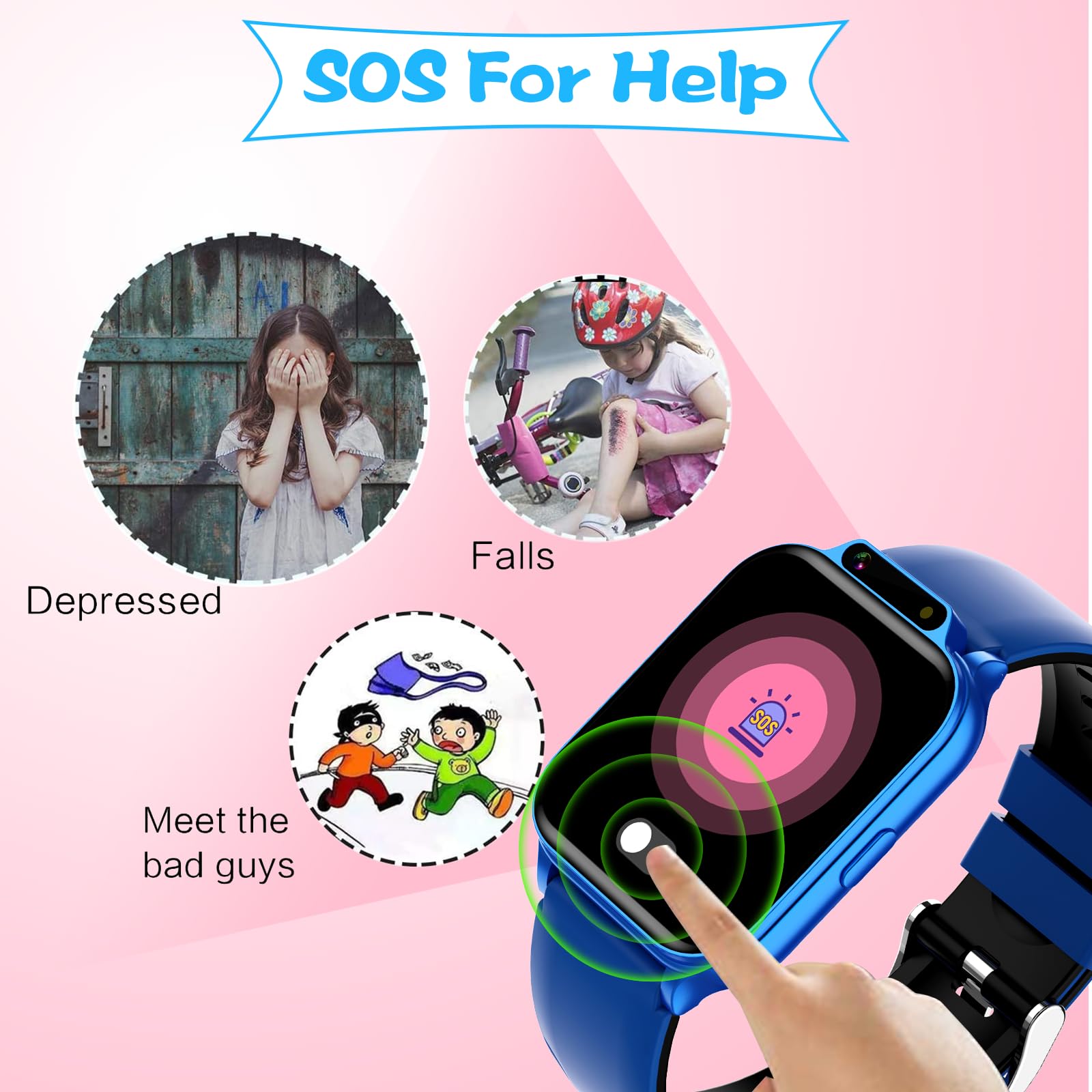 Orologio per bambini da 4,7 cm, AI(traduzione/domande e risposte/riconoscimento immagini) smartwatch con frequenza cardiaca, monitoraggio del sonno, contapassi video musicale, senza app/telefono