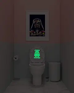Star Wars Stormtrooper Inspired Storm Pooper Parody Vinyl Decal,Black or Glow in The Dark,Perfect for Toilet Lid,Wall or Bathroom Decor,8.5in by 6in,Funny Star Wars Gift for Fans(Glow)