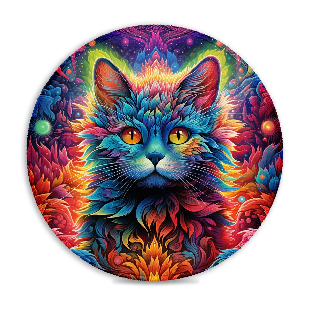 LJSPTU Alfombrilla de mouse redonda de tela SU con diseño de gatos coloridos y lindos (11.8 pulgadas), control ultra preciso, bordes cosidos, base antideslizante para viajes