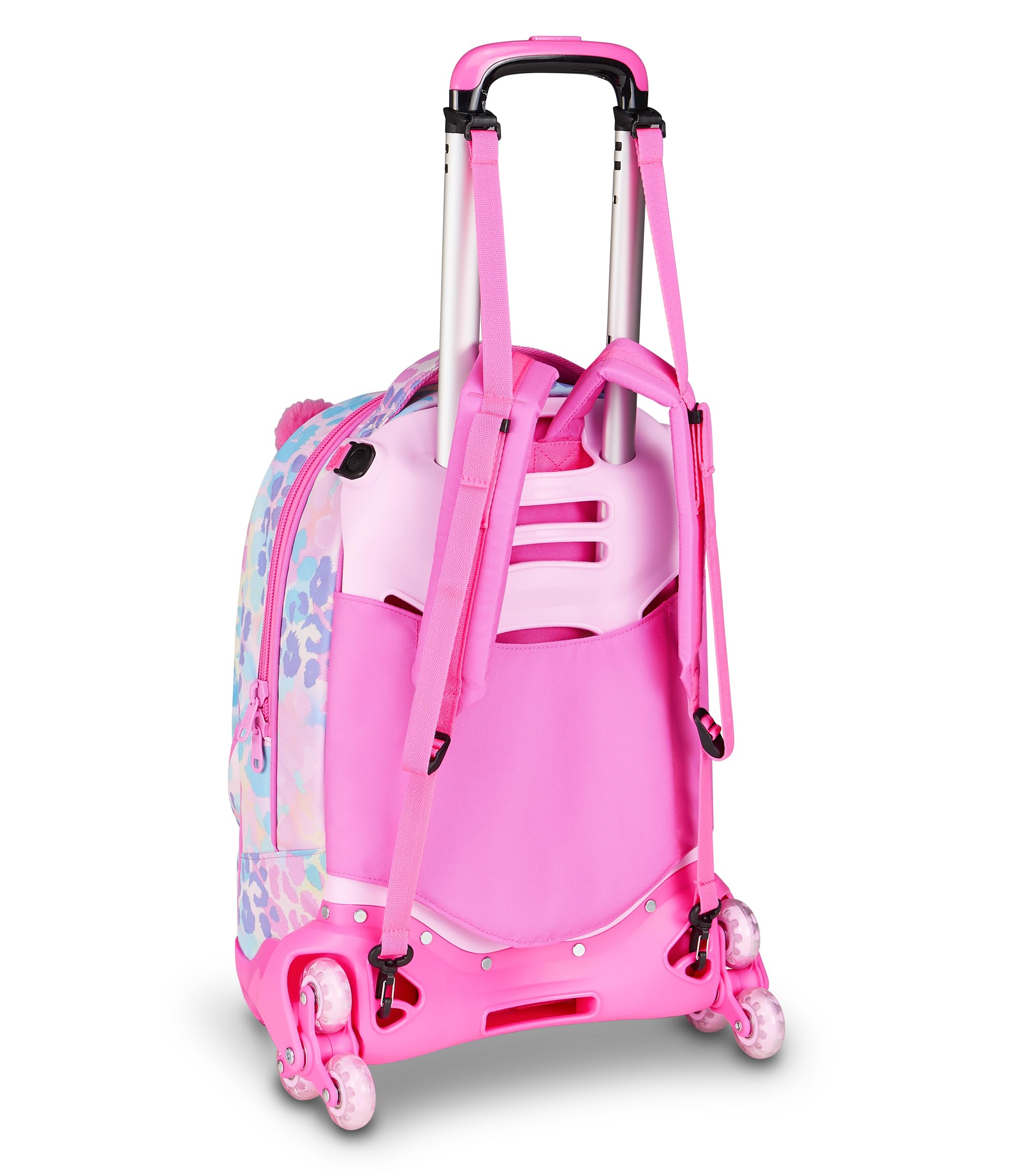 SJ GANG STYLE JAM GANG Trolley Scuola Jack 8 ruote HEART BUDDY GIRL, Rosa, 34L, Scomponibile, Uso Zaino, Cross-over System, Spallacci a scomparsa, Tasca portaborraccia, Elementari e medie, Bambina
