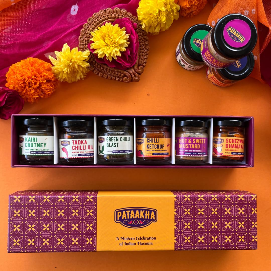 See full amazon price history chart for Pataakha Mini Tasting Box of 6 mini jars Net Wt 35 gm each for Gifting,Foodies, Diwali,Travel, Sample Variety hamper(Schezwan Dhamaka,Chilli Oil,Mustard,Chilli Ketchup,Green Chilli Blast,Kairi Chutney) Assorted Pataakha Mini Tasting Box of 6 mini jars Net Wt 35 gm each for Gifting,Foodies, Diwali,Travel, Sample Variety hamper(Schezwan Dhamaka,Chilli Oil,Mustard,Chilli Ketchup,Green Chilli Blast,Kairi Chutney) Assorted (B0BMQSN7CP) Amazon Price History, Amazon Price Tracker