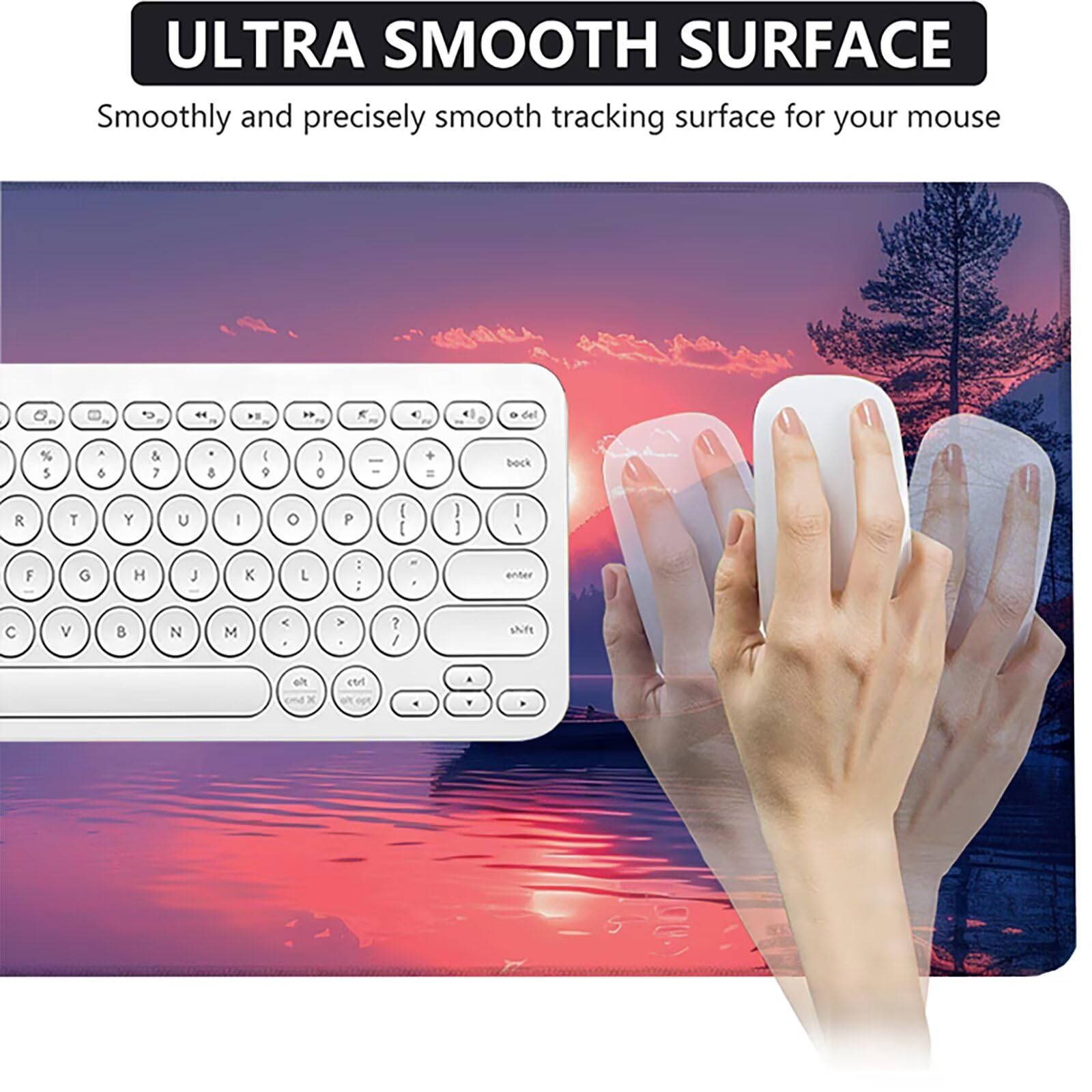 Amanecer Alfombrilla Ratón Gaming XXL 1500 x 800 mm, Alfombrilla Gaming PúRpura Mousepad con Base de Goma Antideslizante, Impermeable Desk Mat para Teclado y Raton, Accesorios Gaming, Regalos B-X