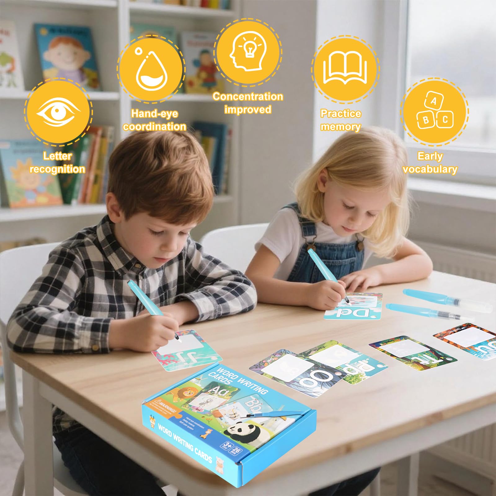 Alphabet Wassermalbücher für Kleinkinder – Wassermalfarbe zum Ausmalen von ABC-Lernkarten, Wasserkunst-Buch ohne Chaos, Geschenk für Kinder von 3 4 5 Jahren, Spielzeug