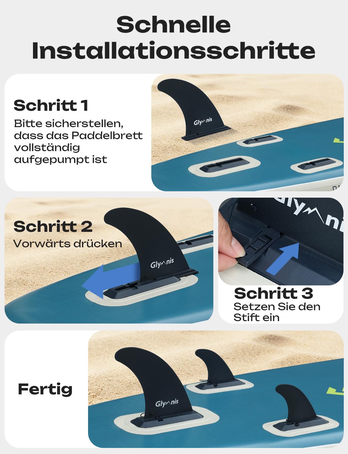 Glymnis SUP Board Stand Up Paddling Board nadmuchiwana deska do paddleboardingu, 10'6", 320 x 81 x 15 cm, grubość 6 cali z aluminiowym wiosłem, pompką powietrza i kompletnym wyposażeniem