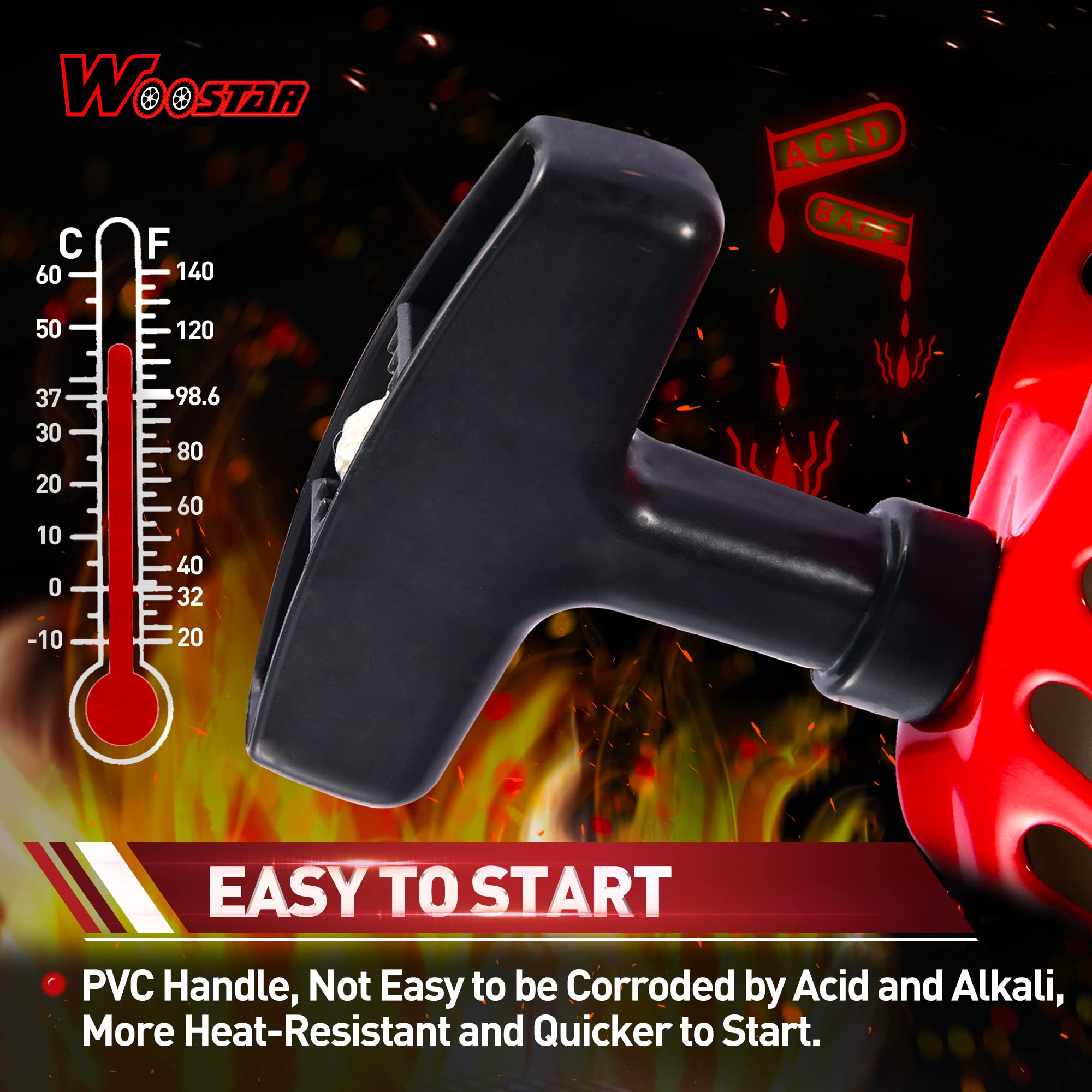 WOOSTAR Avviamento a Strappo Sostituzione per GX160 GX200 168F 5.5HP 6.5HP Generatore Motore Rasaerba Rosso