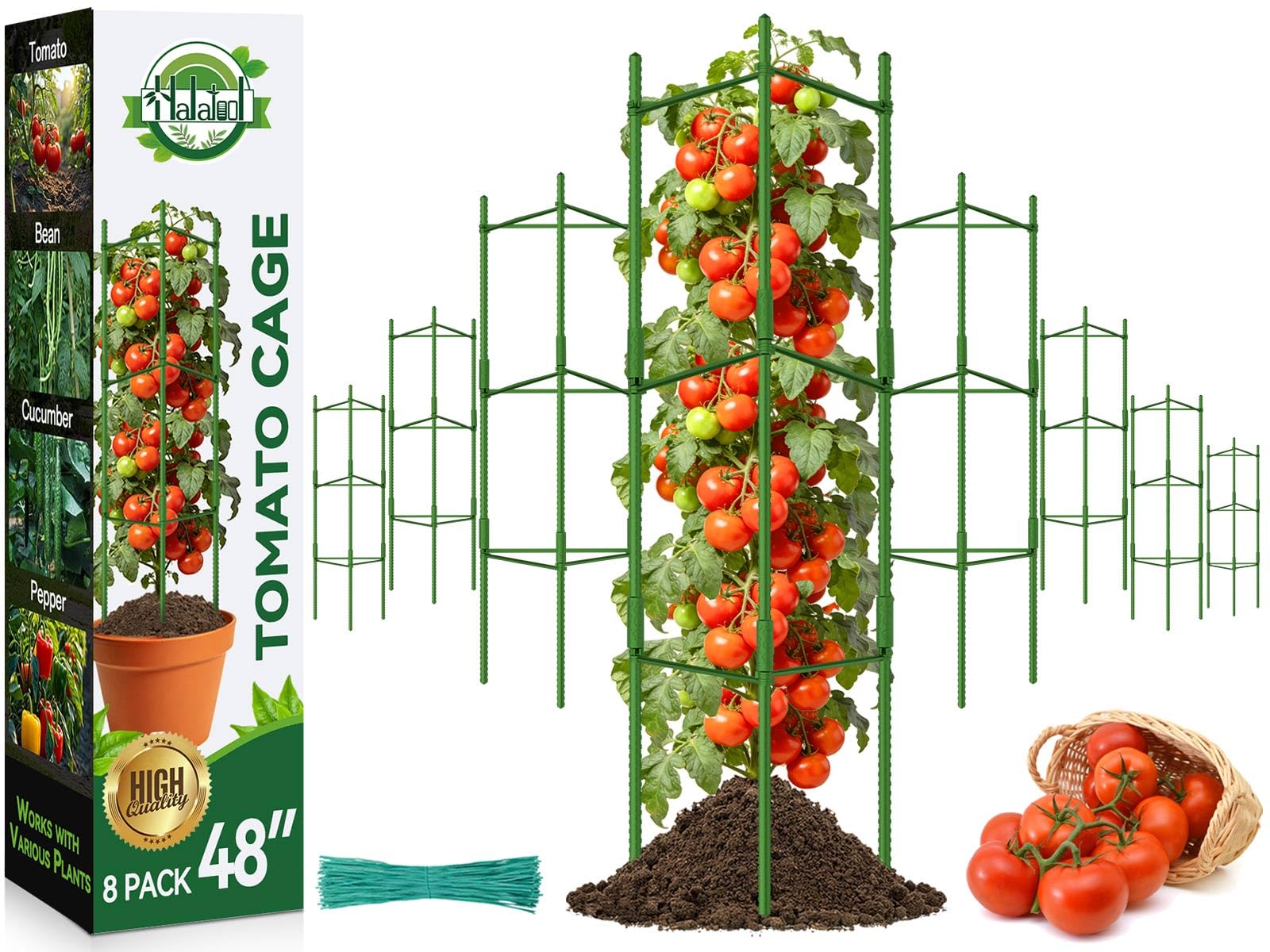 Amazon.com : Halatool 8 Pack Tomato Cages for Garden, Up to 48in