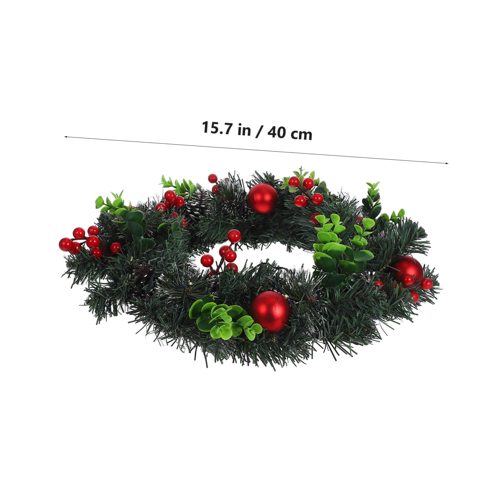 BESTOYARD Guirnalda Navideña Iluminada de PVC con Bayas Rojas para Puerta y Pared Adorno de Fiesta