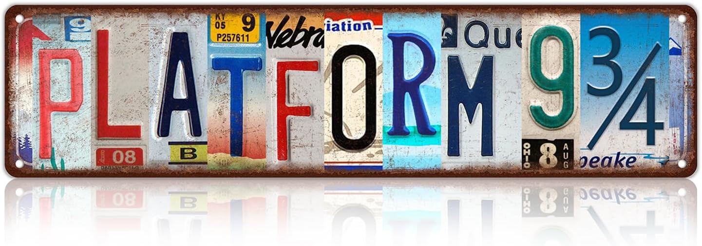 Vintage Platform 9 3/4 Wall Decor Street Signs Home Bar Coffee Metal Tin Signs 16 x 4 Inches