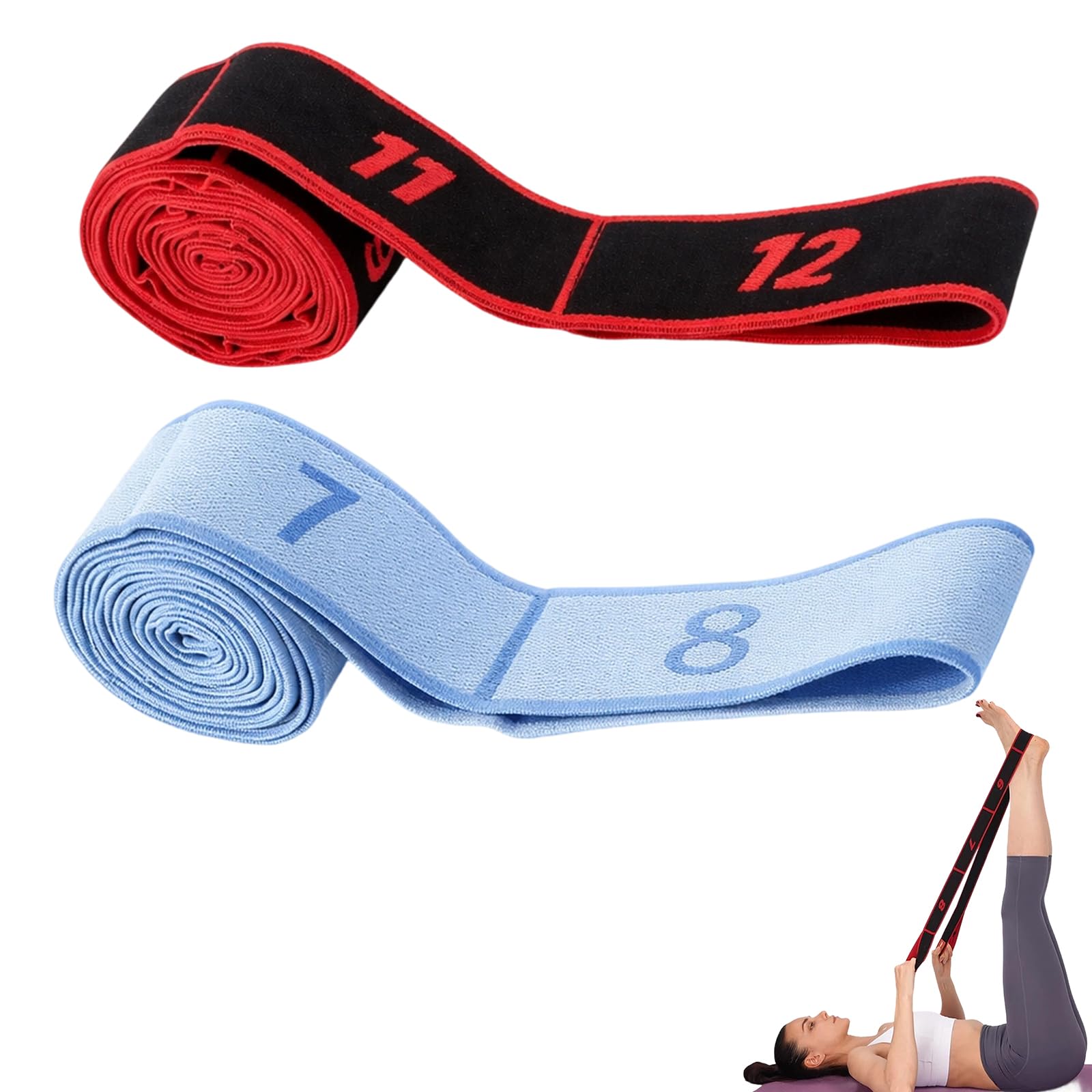 Fabric Resistance Bands, Resistance Bands, Consist Of Two Sets Of Adjustment Options - 8 Levels And 12 Levels (In Light Blue And Black-Red), Suitable For Various Exercise Methods