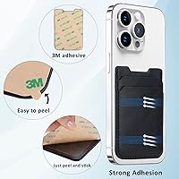 Vista 6 de Sticky Wallet, paquete de 2 fundas para tarjetas de crédito, adhesivo de cuero con doble bolsillo para iPhone, Android, Samsung - 2 negro, 1 blanco