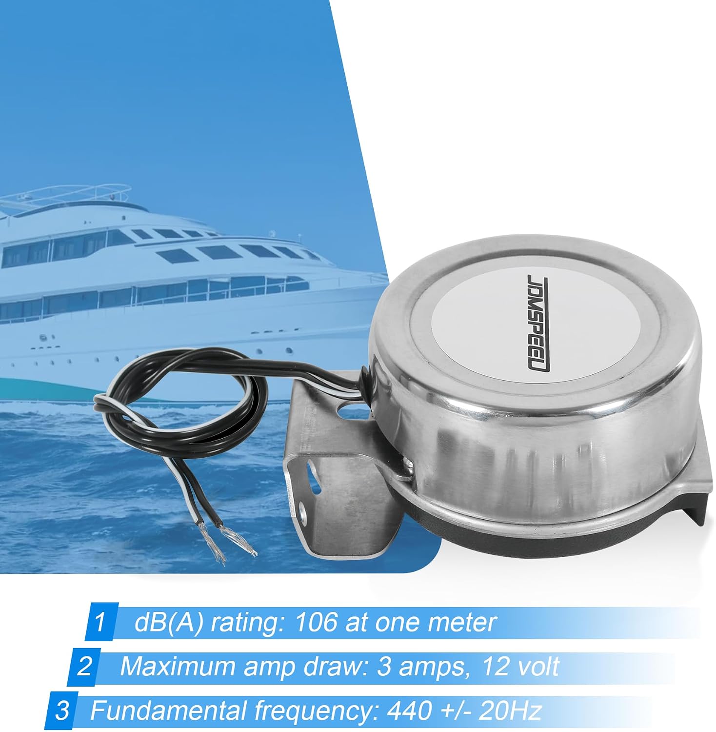 12V Marine Boat Horn Mini Compact Electric Horn with Base Bracket (Single) | Boat Safety Horns Marine Horn for Boat 12v pontoon boat horn Loud Safety Signal boat horn Deck Mount for Sailboats Yacht etc
