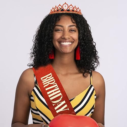 Miniatura 31 de CIEHER Corona de cumpleaños, banda de reina de cumpleaños y tiara de diamantes de imitación para mujeres y niñas, tiaras y coronas para mujeres