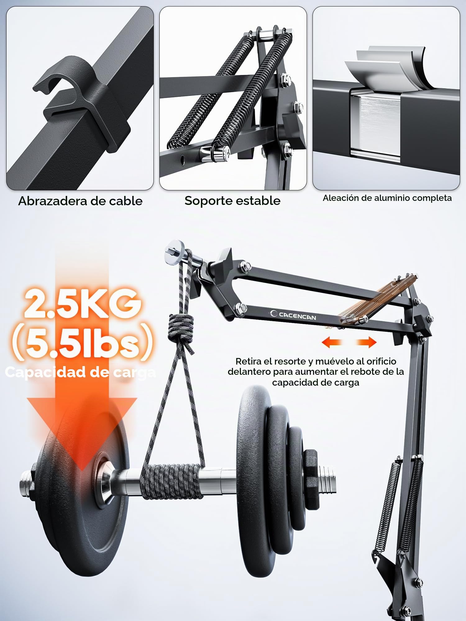 Trípode para cámara superior [40 cm de altura] – Soporte profesional para cámara flexible, brazo articulado, soporte de mesa y adaptador de tornillo de 1/4 pulgadas para grabación de vídeo de teléfono