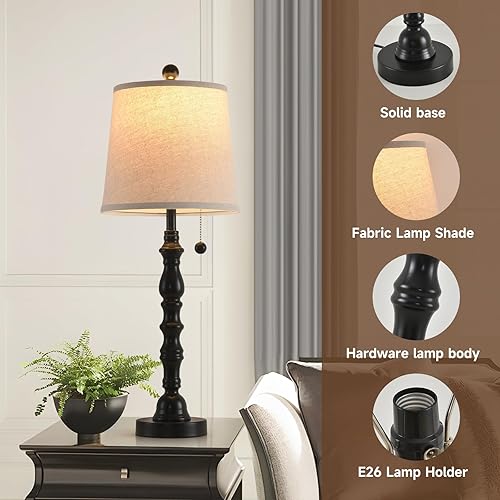 Miniatura 5 de Terpsichore Lámparas para sala de estar, lámpara de mesa moderna de granja, lámparas de lectura de noche, juego de 2 mesas de noche, lámpara de