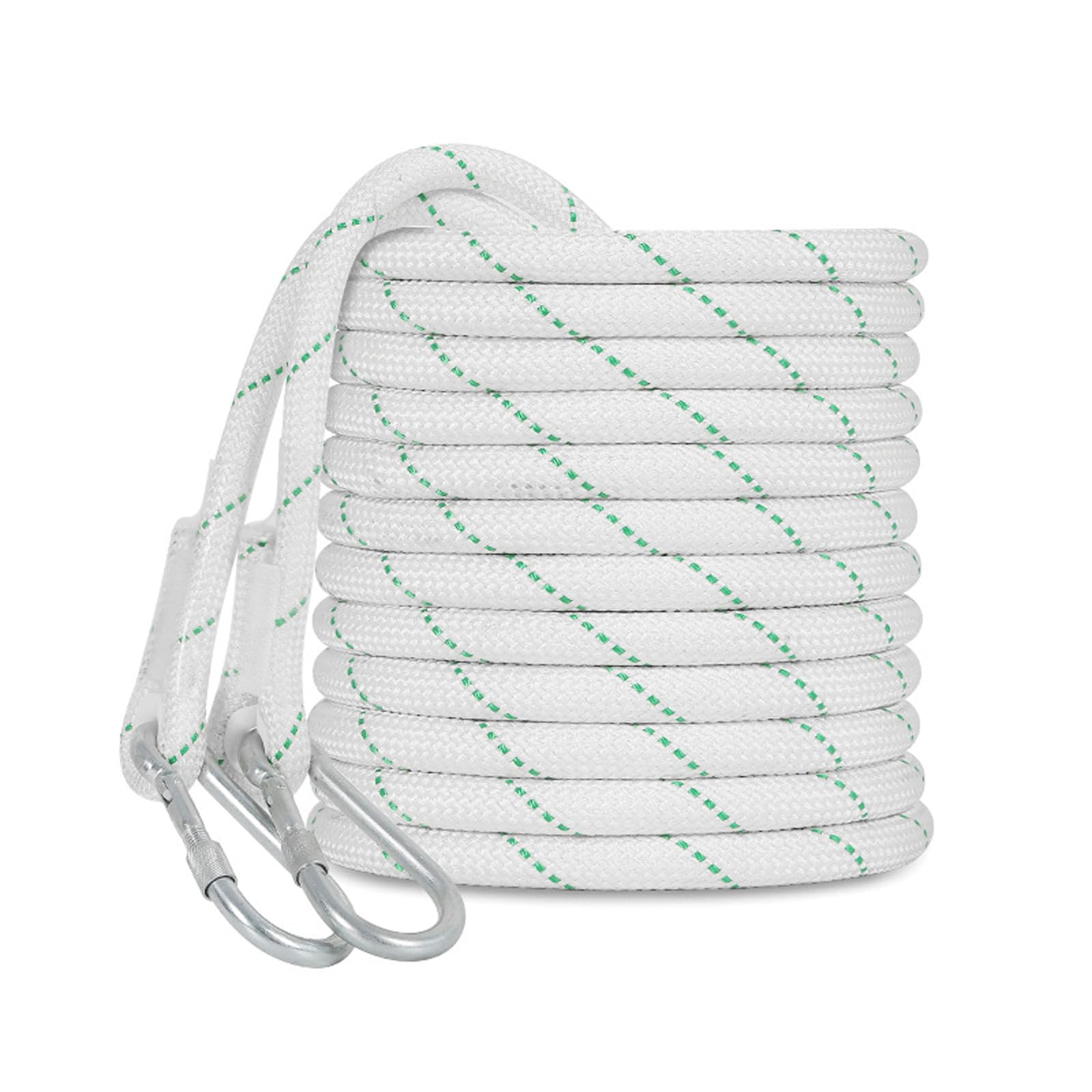 Corde de sécurité, Corde de Travail en Hauteur de 20 mètres de Longueur, Rappel Blanc avec 18 mm de diamètre et 28 KN de Traction (avec Verrouillage à Crochet de 15 KN)