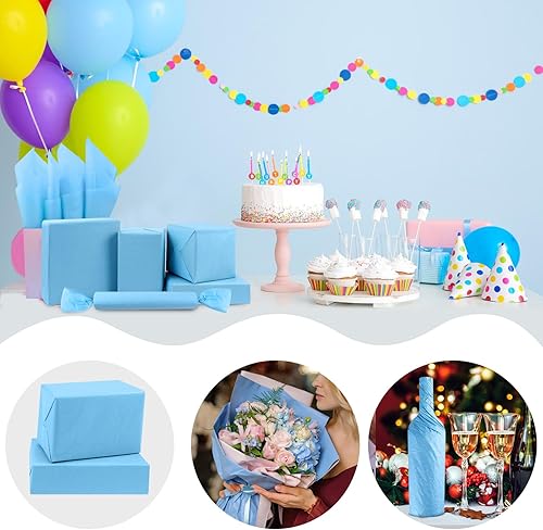 Miniatura 2 de Papel de seda azul claro, 80 hojas de papel de seda azul claro para envolver a granel de 14 x 20 pulgadas, papel de seda azul para bolsa de regalo,