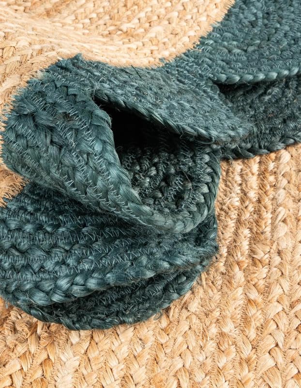 Alfombra de yute festoneado natural y verde 2.6x6 pies Aizza Trends para pasillo 4