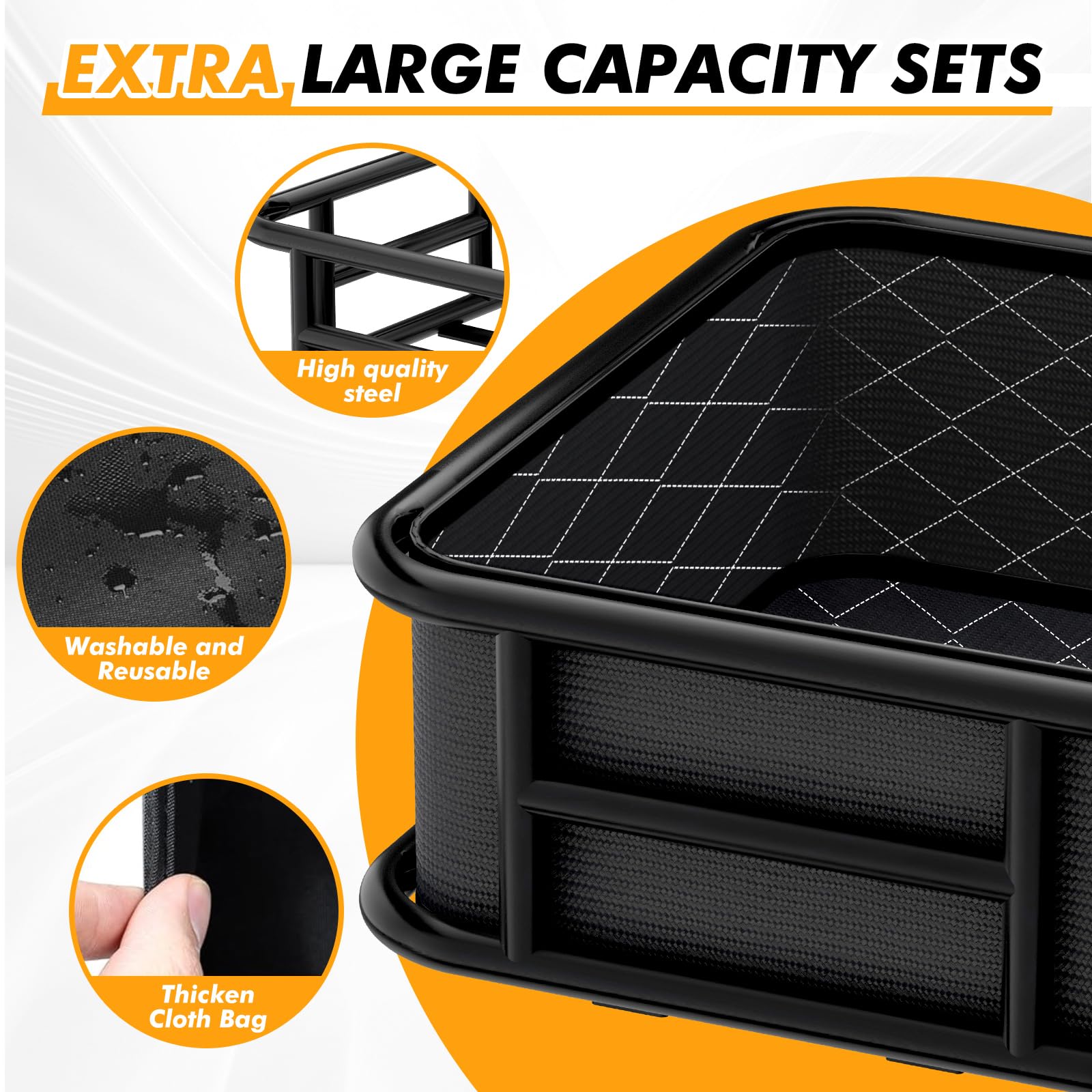 Panier arrière pour vélo avec filet de chargement et doublure - Grand panier de vélo électrique - Grand panier arrière pour vélo électrique avec housse imperméable