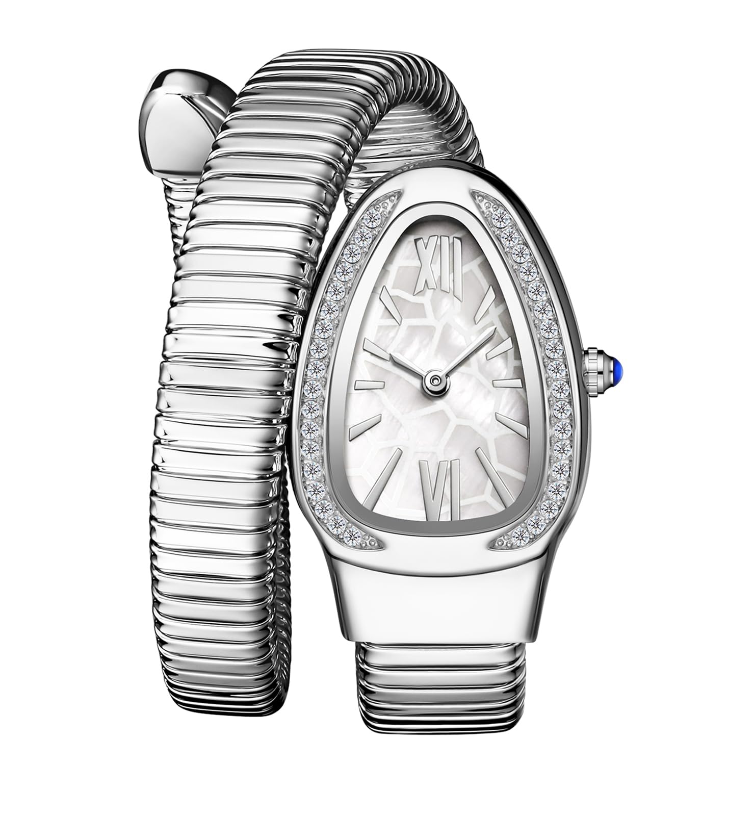 Gosasa Elegante orologio da donna a forma di serpente, design unico, serpente bobina elegante con diamanti e quadrante con numeri romani