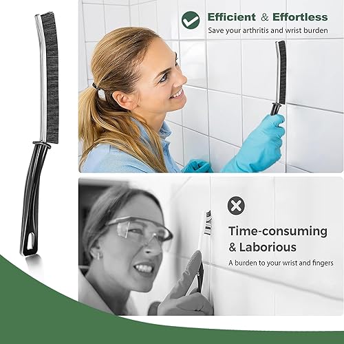 Miniatura 6 de Cepillo de limpieza de hendiduras de cerdas duras, cepillo de limpieza de hendiduras, extra fuerte y largo, cepillo de limpieza de huecos, juego de