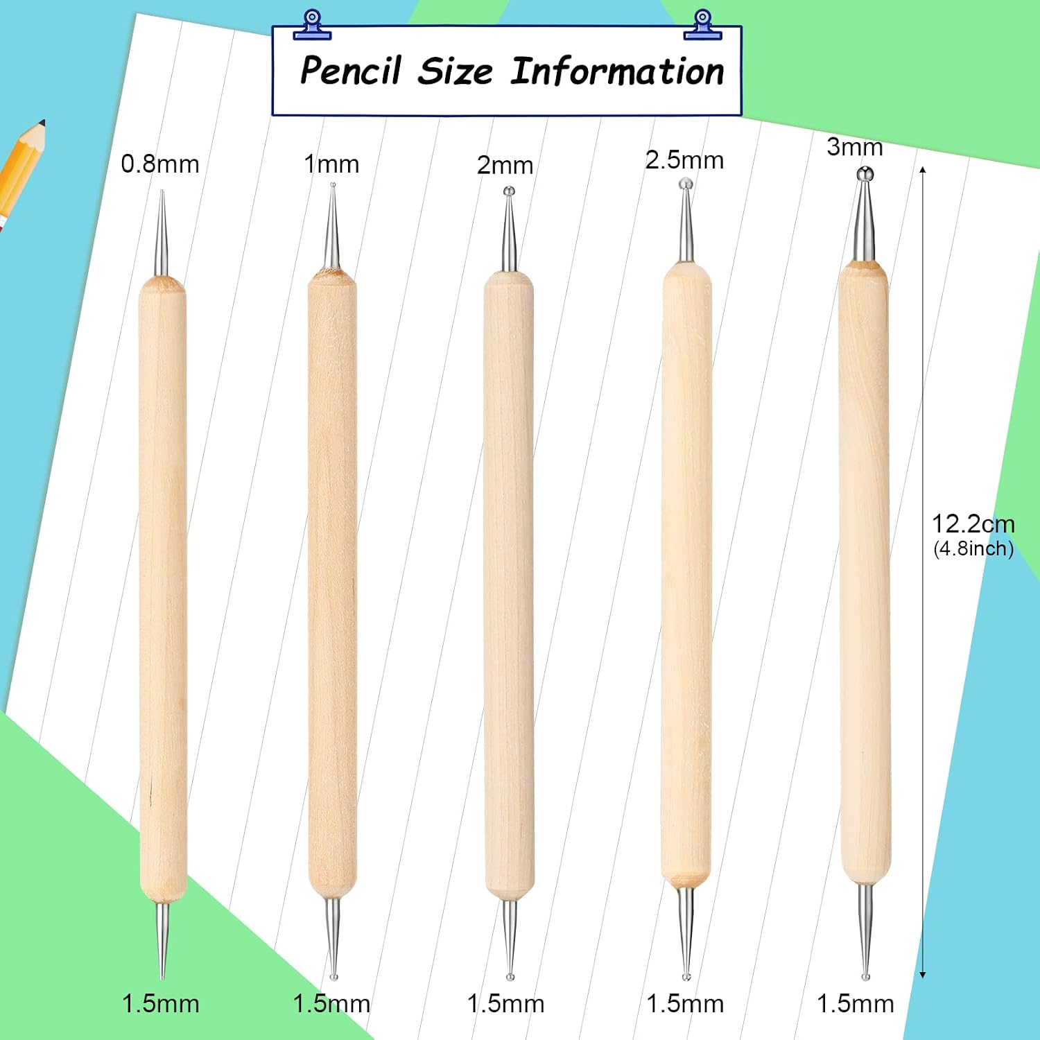 Outus 100 Sheets Carbon Graphite Transfer Paper A4 Size Tracing Carbon Copy Graphite Paper with 5 Embossing Stylus Tracing Stylus Dotting Tools for Dark Cloth Fabric Embroidery and Wood, Multicolor