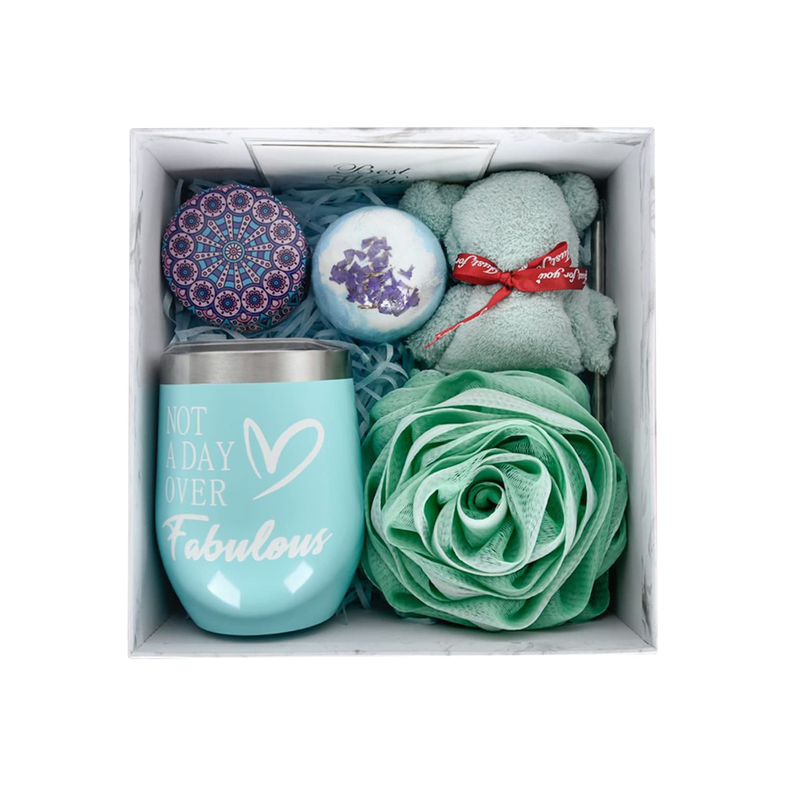 BestAlice Verjaardagscadeaus voor vrouwen, unieke spa-cadeaus manden voor haar vrouwelijke collega moeder zus vrouw, bedankideeën met wijnbeker (wit BestAlice Verjaardagscadeaus voor vrouwen, unieke spa-cadeaus manden voor haar vrouwelijke collega moeder zus vrouw, bedankideeën met wijnbeker (wit
