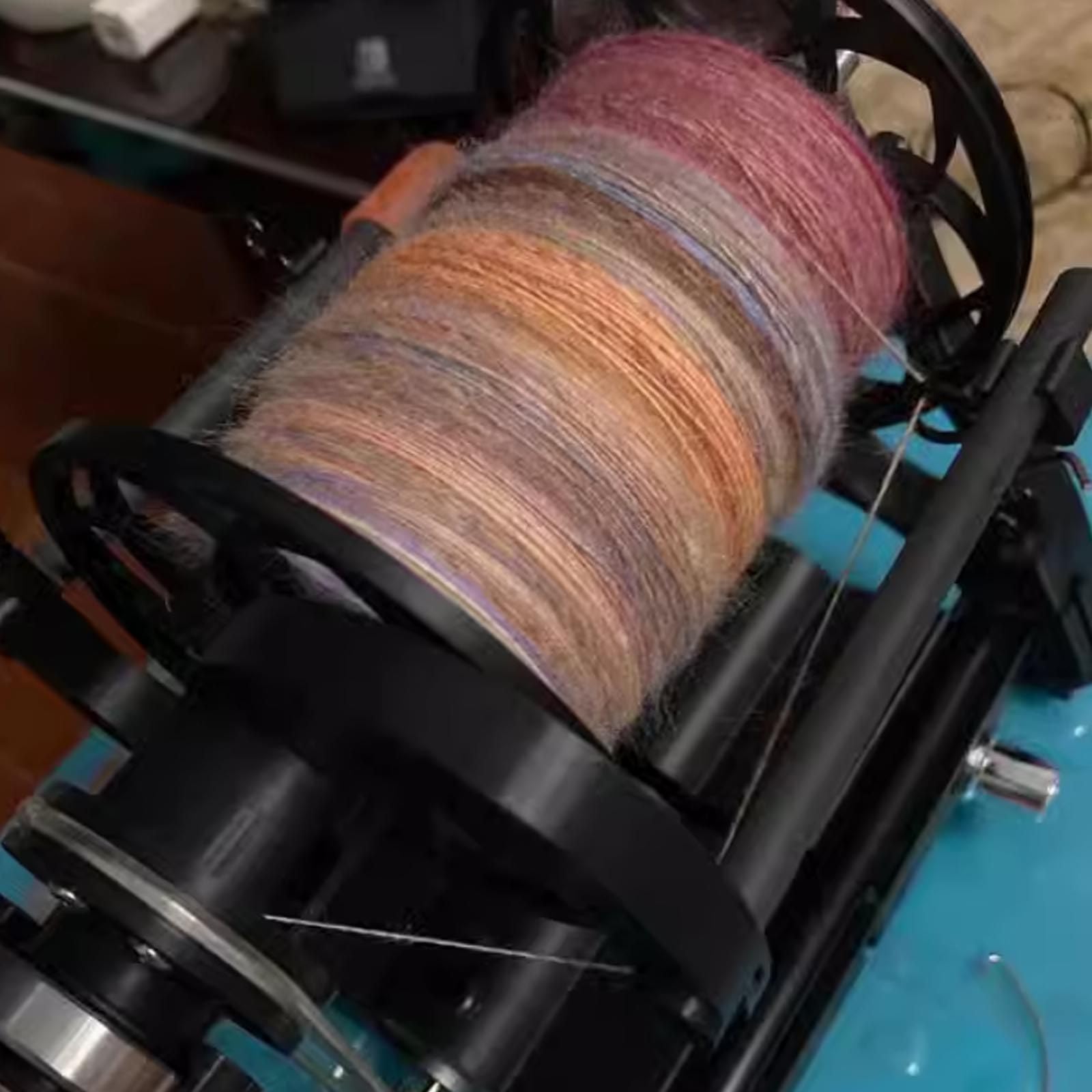 Elektryczna maszyna do przędzy, 12 V wełniana maszyna do nawijania włókien, regulowana prędkość 800 obr./min, otwór podawania 12 mm do wytwarzania przędzy i przędzenia włókien