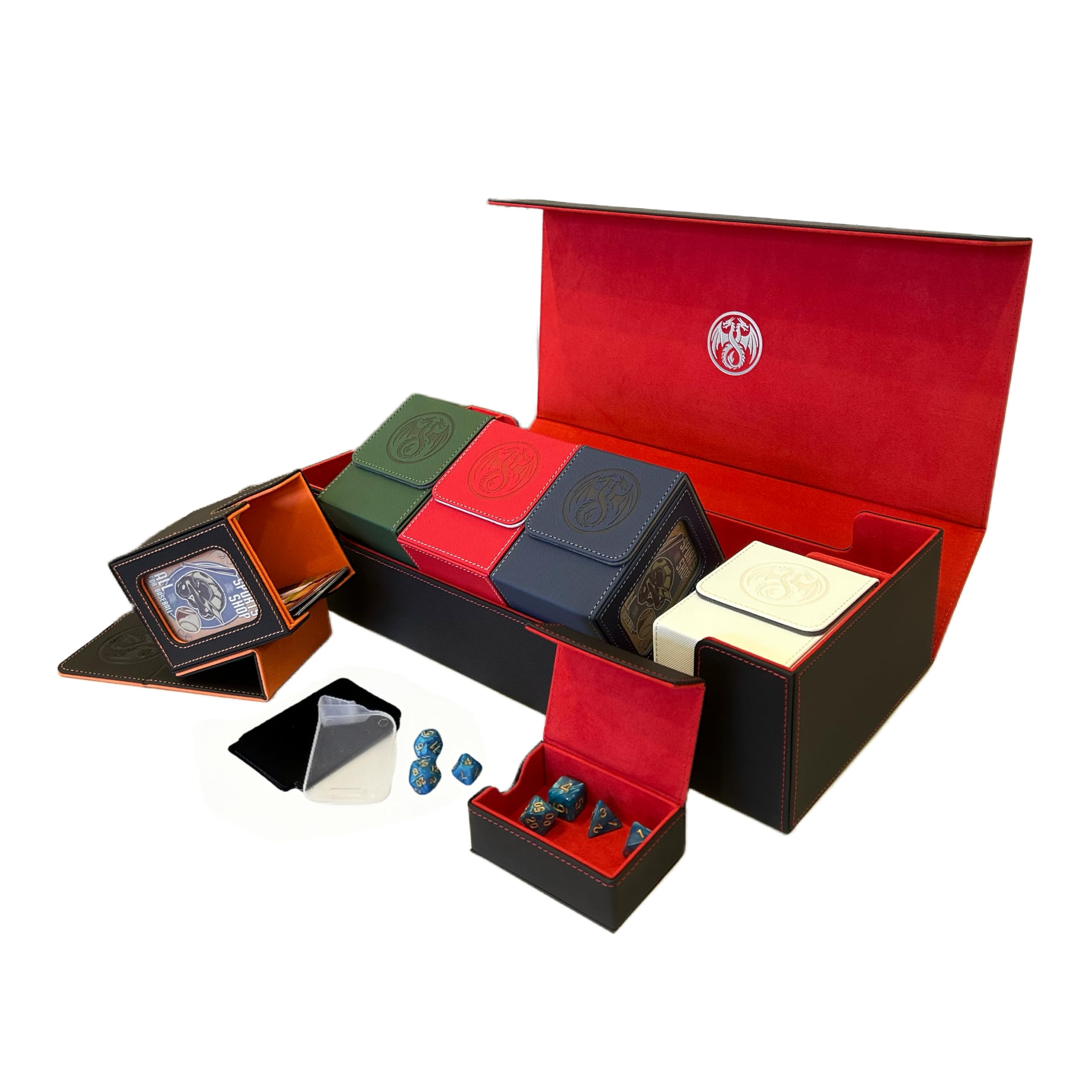 10 in 1 Commander Deck Box Set,for 2400+ Unsleeved Cards,Including Premium XLarge Trading Card Storage Box,5 PCS Deck Case Display,Gift Dice & Card