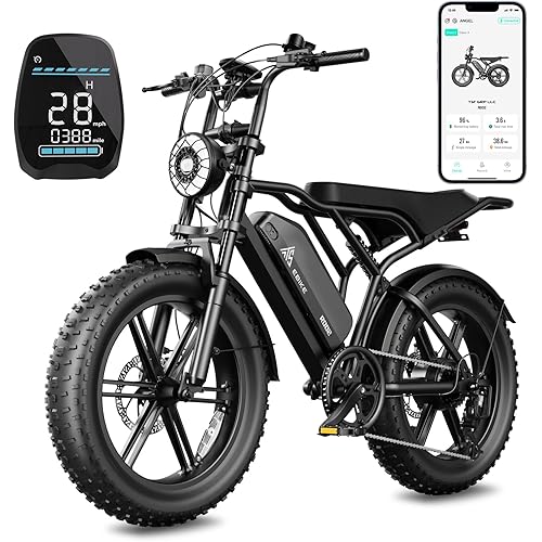 TST Electric Bike for Adults 1500W Peak 20" Fat Tire All-Terrain E-Bike 60/110 Miles 28MPH Electric Dirt Bike for Road Sand Mountain Snow - 48V 15/25AH Battery Powered Electric Motorcycle