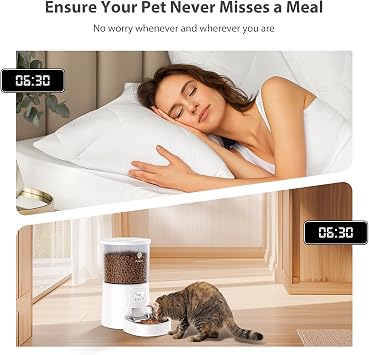 PETULTRA Automatic Cat Feeder: 4L Timed Cat Food Dispenser Programmable 1-6 Meals for Cats and Small Medium Dogs - Automatic Pet Feeder with Stainless Steel Dual Power Supply & | Removable and