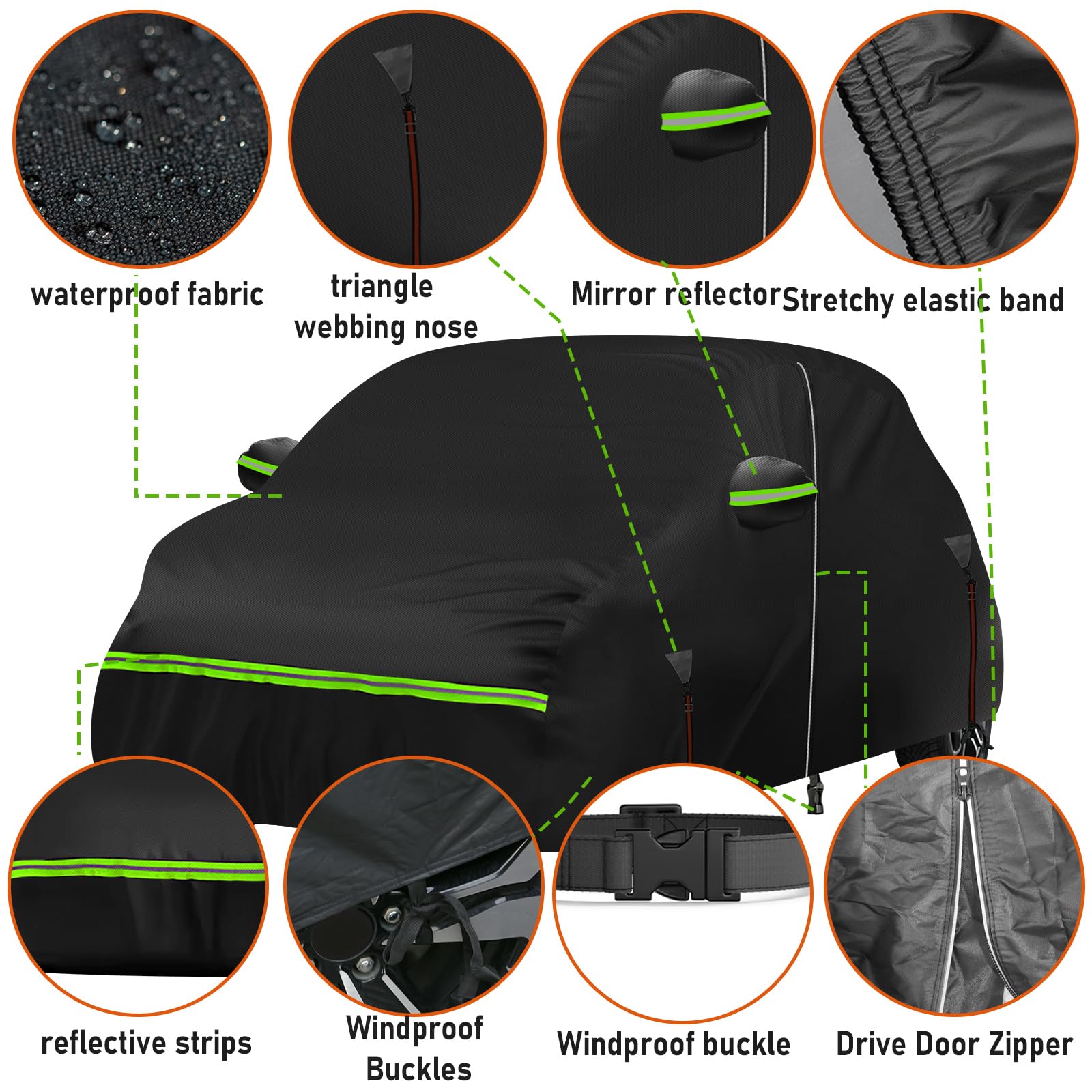 Funda impermeable para coche compatible con Smart Fortwo W453 2015-2024, 6 capas para exteriores, cubierta completa para automóvil, protección contra el sol, lluvia, rayos UV, polvo, con cremallera de