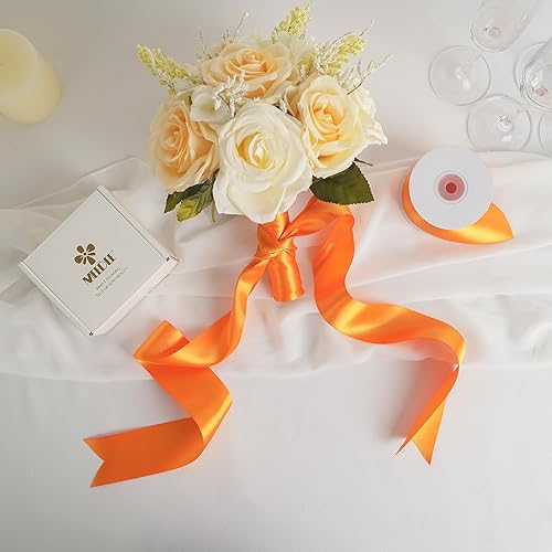 Vista 796 de MEEDEE Orange Satin Ribbon - 1.5 inch Double Faced Satin Ribbon, 50 Yards - Neon Tangerine - For Christmas, Thanksgiving, Halloween, Weddings