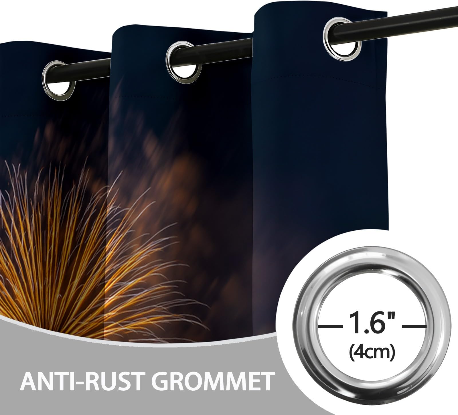 Generisch Nachthimmel Flamme 2er Set Verdunkelungsvorhänge mit Ösen, Naturlandschaft Blickdicht Thermo Isoliert Vorhänge für Wohnzimmer & Schlafzimmer, HxB 166 x 75 cm