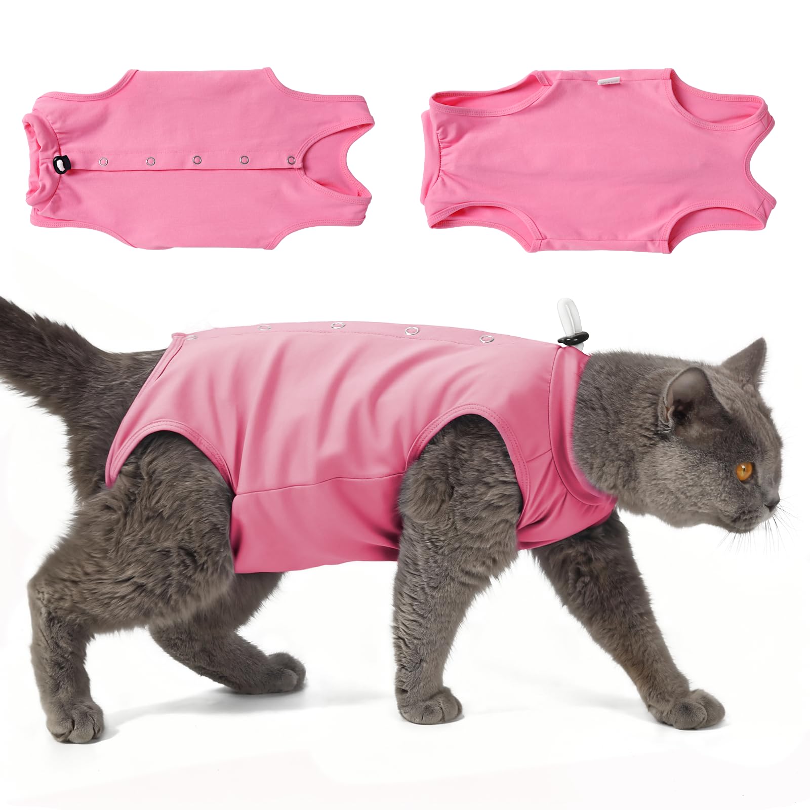 Dotoner Katzenbody Nach Op Katzen Body Für Katzen Operation Einteiler Katzenbekleidung E-Halsband Alternative Body Katze Nach Op mit druckknöpfen