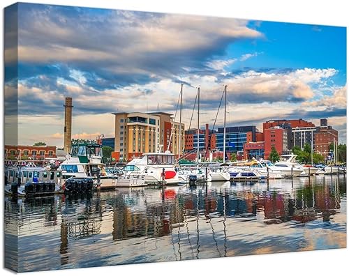 chenchenArt Erie Pennsylvania - Arte de pared de paisaje urbano del centro de Estados Unidos para oficina, sala de estar, dormitorio, decoración del